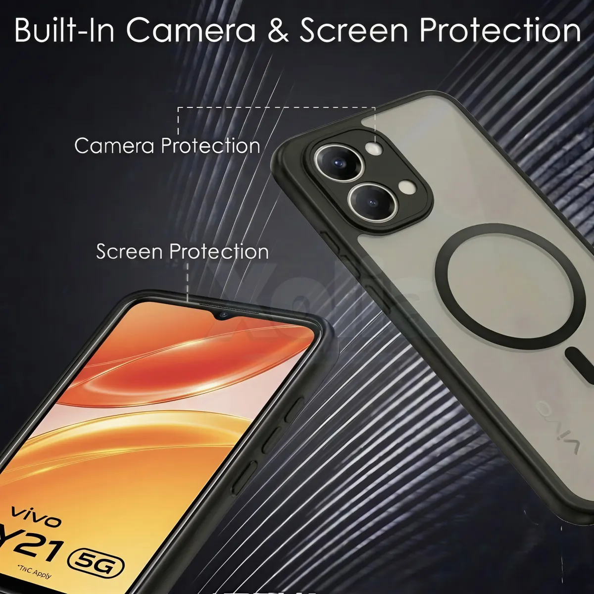 Xolia Back Cover for Vivo Y21 5G (Black, Shock Proof, Polycarbonate, Silicon, Pack of: 1) — image 3 of 4