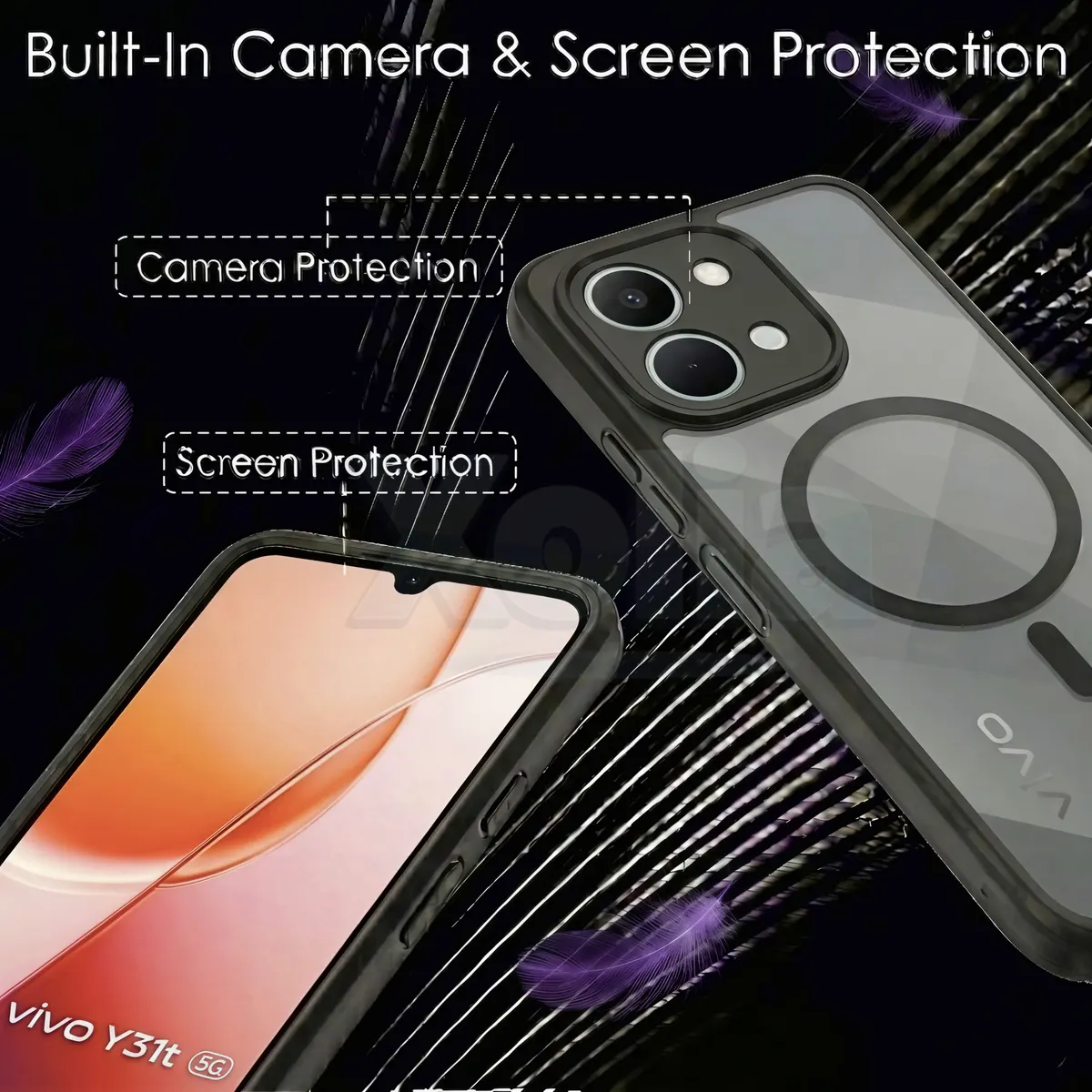 Xolia Back Cover for vivo Y31t 5G (Black, Shock Proof, Polycarbonate, Silicon, Pack of: 1) — image 3 of 4