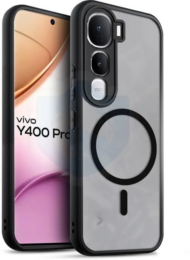 Xolia Back Cover for Vivo Y400 5G (Black, Shock Proof, Polycarbonate, Silicon, Pack of: 1)