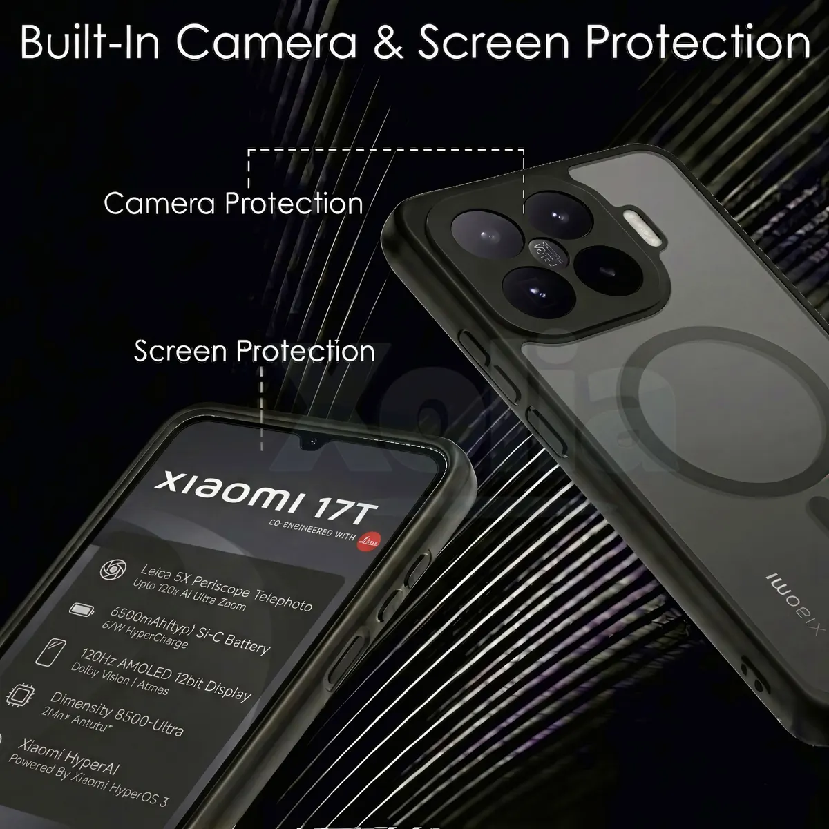 Xolia Back Cover for Xiaomi 17T 5G (Black, Shock Proof, Polycarbonate, Silicon, Pack of: 1) — image 3 of 4