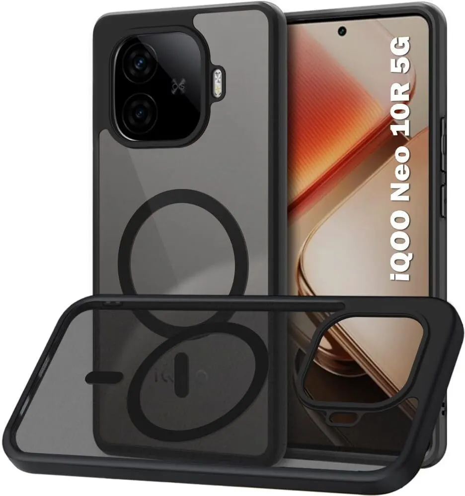 Xolia Back Cover for IQOO Neo 10R 5G (Black, Shock Proof, Polycarbonate, Silicon, Pack of: 1)