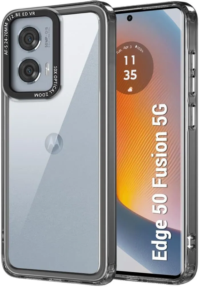 Micvir Back Cover for MOTOROLA Edge 50 Fusion (Black, Shock Proof, Polycarbonate, Pack of: 1)