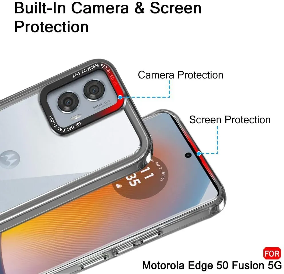 Micvir Back Cover for MOTOROLA Edge 50 Fusion (Black, Shock Proof, Polycarbonate, Pack of: 1) — image 2 of 5