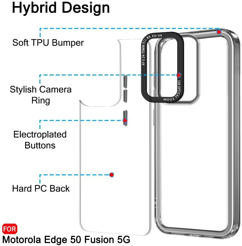 Micvir Back Cover for MOTOROLA Edge 50 Fusion (Black, Shock Proof, Polycarbonate, Pack of: 1) — image 5 of 5