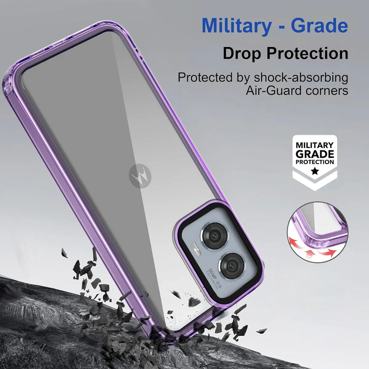 Micvir Back Cover for MOTOROLA Edge 50 Fusion (Purple, Shock Proof, Polycarbonate, Pack of: 1) — image 2 of 5