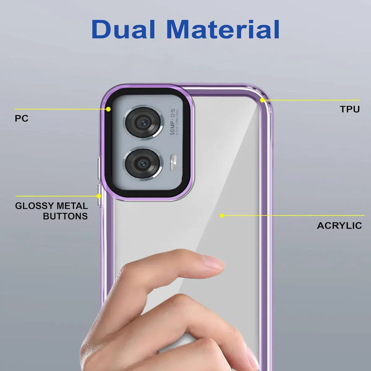 Micvir Back Cover for MOTOROLA Edge 50 Fusion (Purple, Shock Proof, Polycarbonate, Pack of: 1) — image 4 of 5