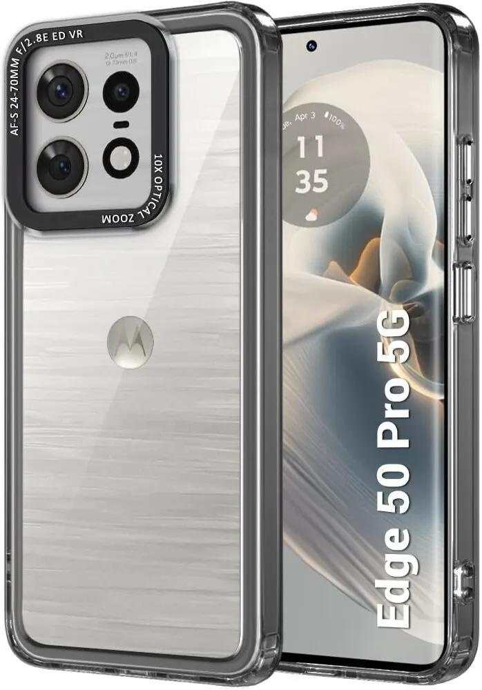Micvir Back Cover for Motorola Edge 50 Pro 5G (Black, Shock Proof, Polycarbonate, Pack of: 1)