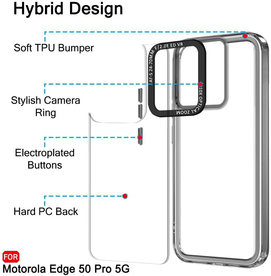 Micvir Back Cover for Motorola Edge 50 Pro 5G (Black, Shock Proof, Polycarbonate, Pack of: 1) — image 5 of 5