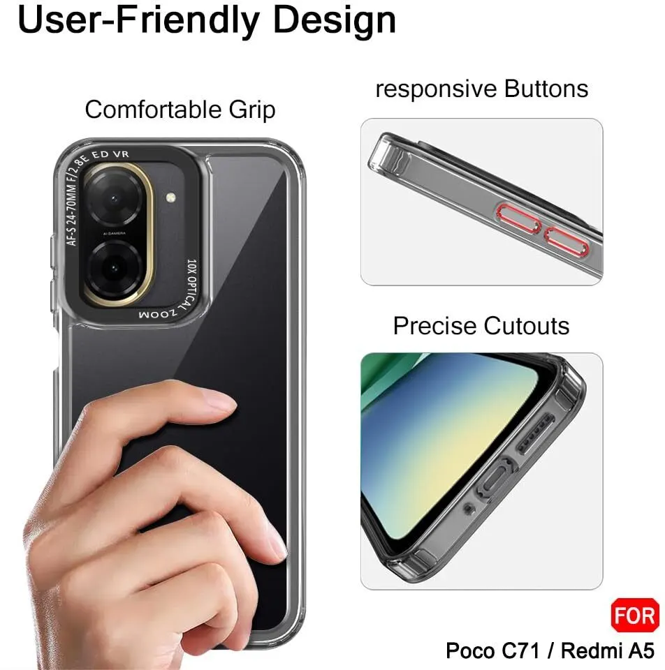 Micvir Back Cover for POCO C71 (Black, Shock Proof, Polycarbonate, Pack of: 1) — image 5 of 5