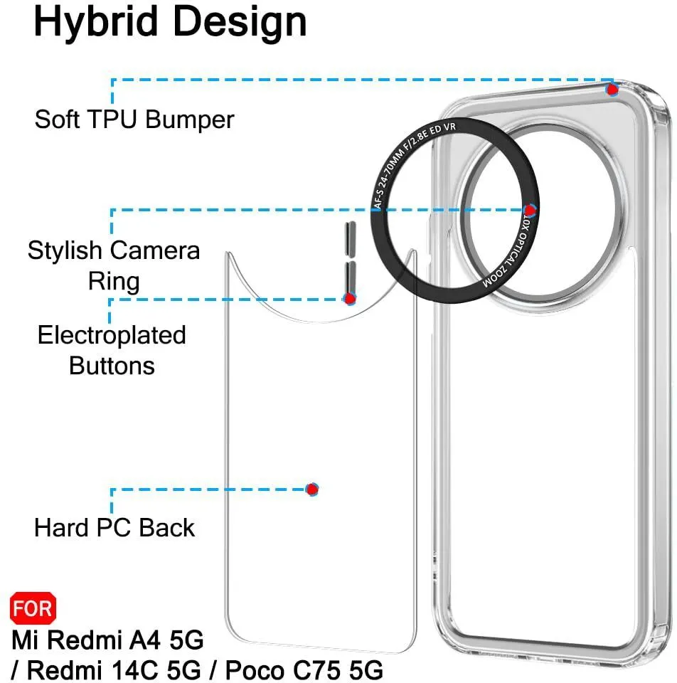 Micvir Back Cover for POCO C75 5G (Transparent, Shock Proof, Polycarbonate, Pack of: 1) — image 5 of 5