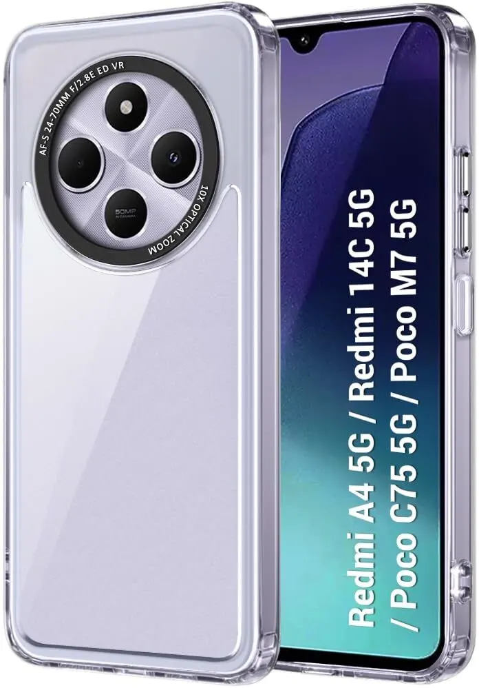 Micvir Back Cover for Poco M7 5G (Transparent, Shock Proof, Polycarbonate, Pack of: 1)
