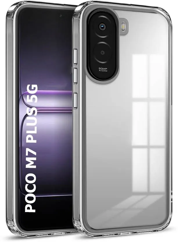 Micvir Back Cover for Poco M7 Plus 5G (Transparent, Shock Proof, Polycarbonate, Pack of: 1)