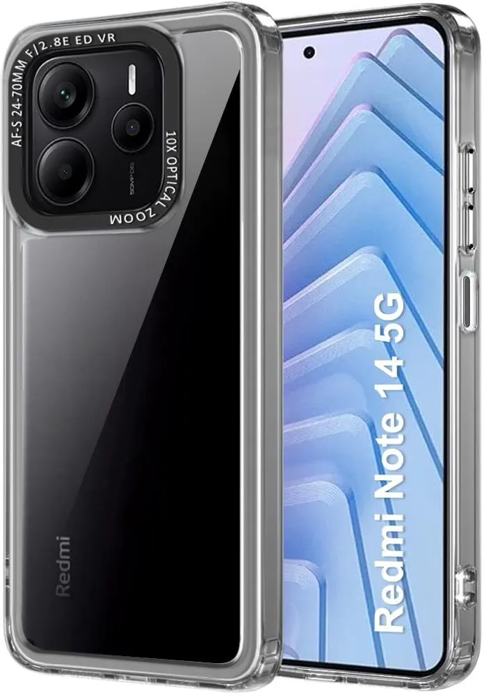 Micvir Back Cover for Redmi Note 14 5G (Black, Shock Proof, Polycarbonate, Pack of: 1)