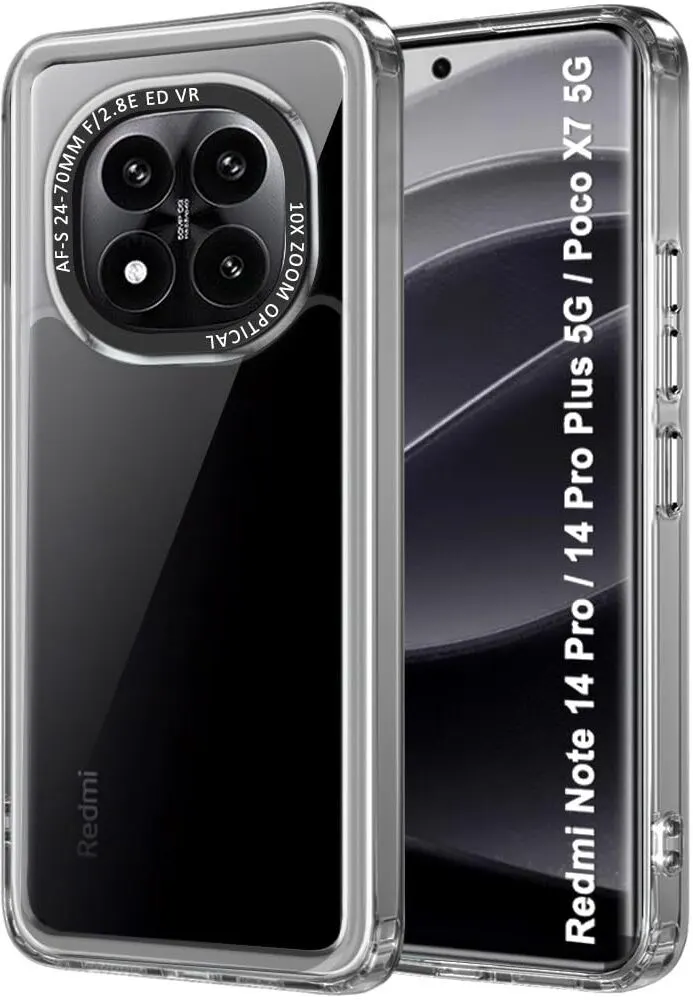 Micvir Back Cover for REDMI Note 14 Pro+ 5G (Black, Shock Proof, Polycarbonate, Pack of: 1)