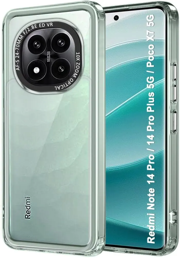 Micvir Back Cover for Redmi Note 14 Pro+ Plus 5G (Transparent, Shock Proof, Polycarbonate, Pack of: 1)
