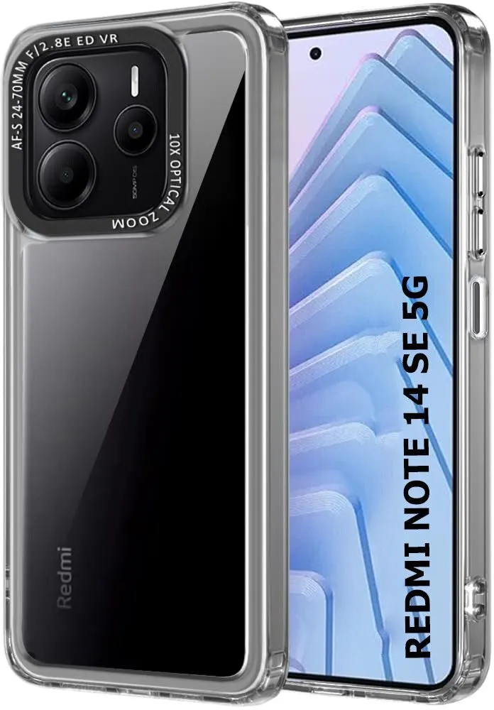 Micvir Back Cover for Redmi Note 14 SE 5G (Black, Shock Proof, Polycarbonate, Pack of: 1)