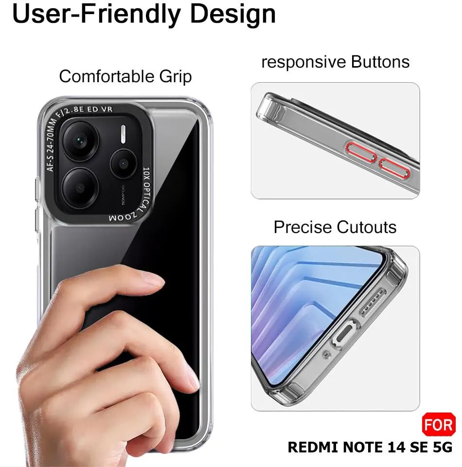 Micvir Back Cover for Redmi Note 14 SE 5G (Black, Shock Proof, Polycarbonate, Pack of: 1) — image 4 of 5