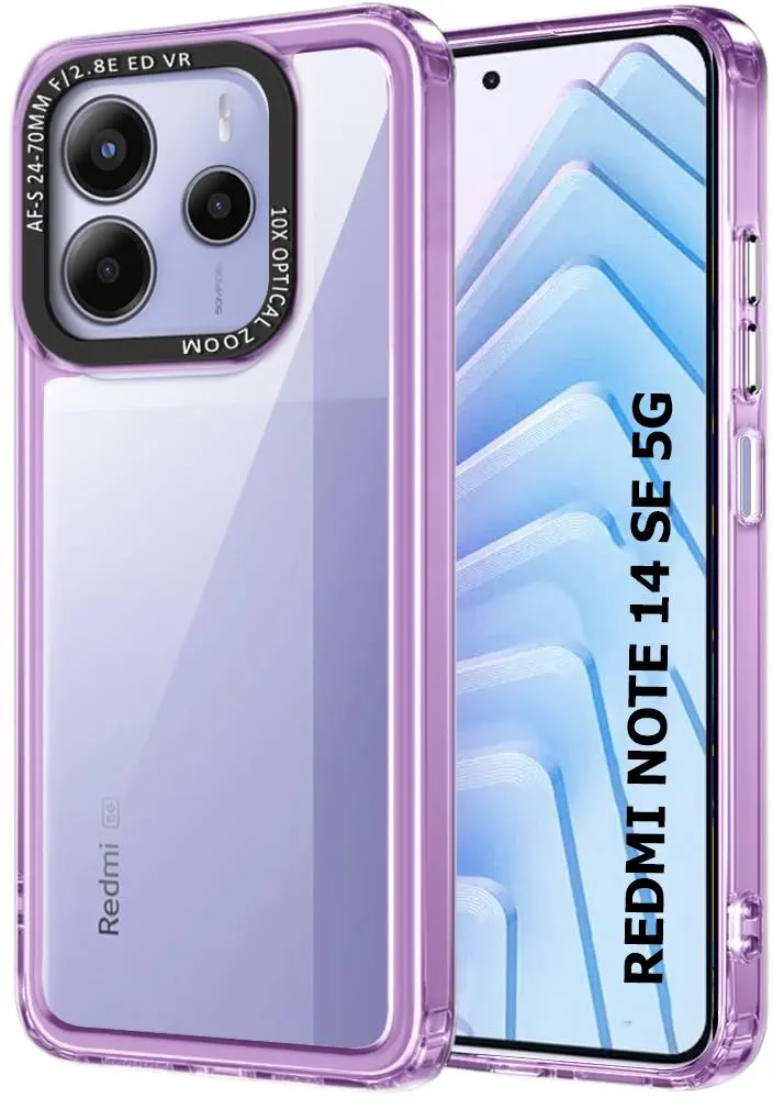 Micvir Back Cover for Redmi Note 14 SE 5G (Purple, Shock Proof, Polycarbonate, Pack of: 1)