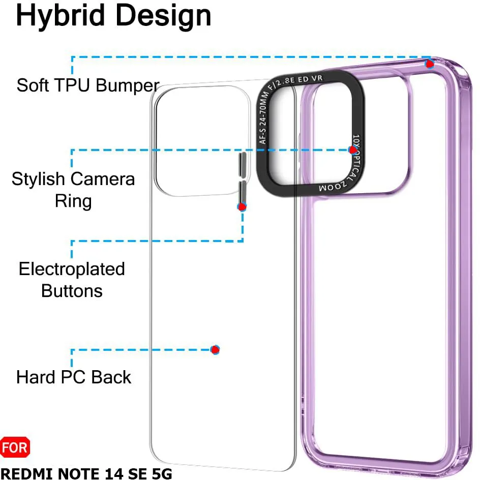 Micvir Back Cover for Redmi Note 14 SE 5G (Purple, Shock Proof, Polycarbonate, Pack of: 1) — image 5 of 5