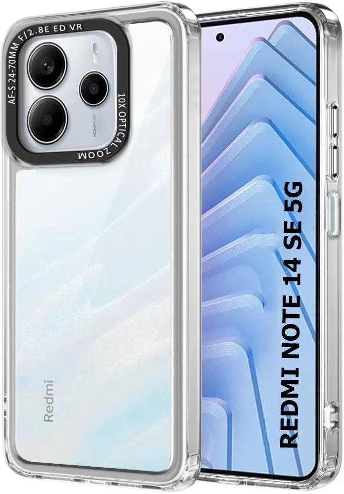 Micvir Back Cover for Redmi Note 14 SE 5G (Transparent, Shock Proof, Polycarbonate, Pack of: 1)