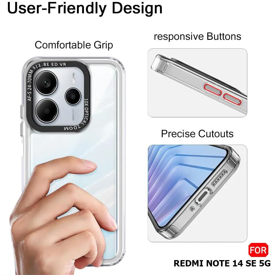 Micvir Back Cover for Redmi Note 14 SE 5G (Transparent, Shock Proof, Polycarbonate, Pack of: 1) — image 4 of 5