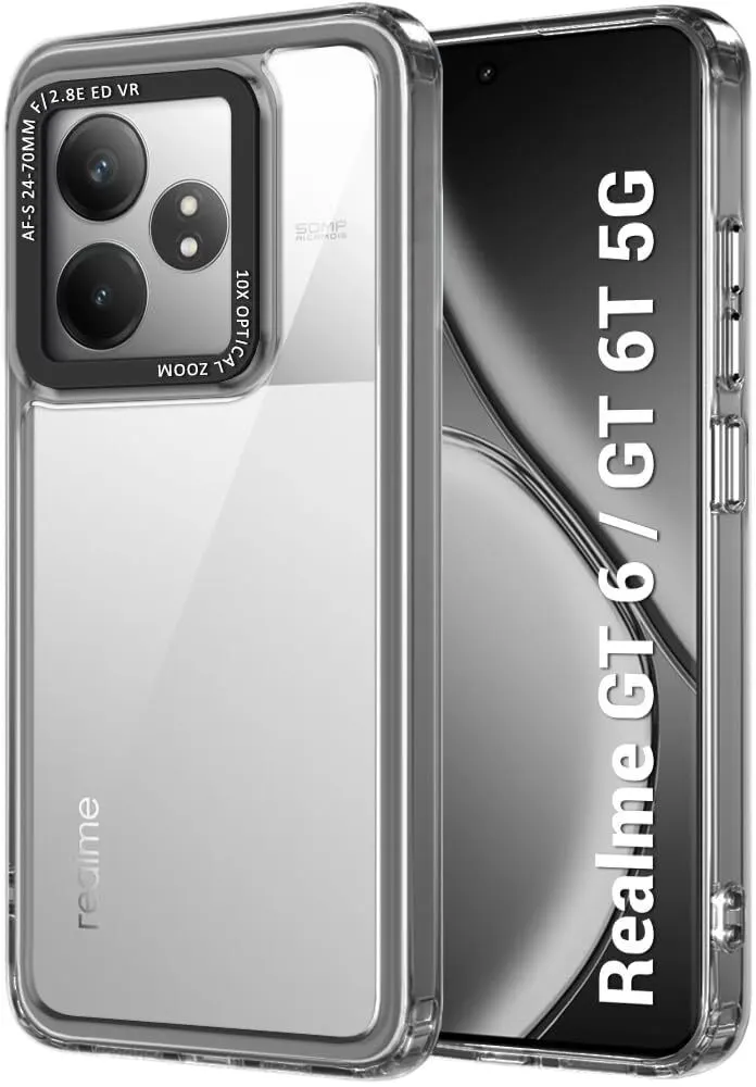 Micvir Back Cover for Realme GT 6T 5G (Black, Shock Proof, Polycarbonate, Pack of: 1)
