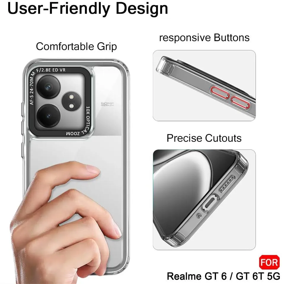 Micvir Back Cover for Realme GT 6T 5G (Black, Shock Proof, Polycarbonate, Pack of: 1) — image 4 of 5