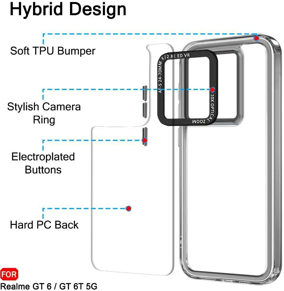 Micvir Back Cover for Realme GT 6T 5G (Black, Shock Proof, Polycarbonate, Pack of: 1) — image 5 of 5