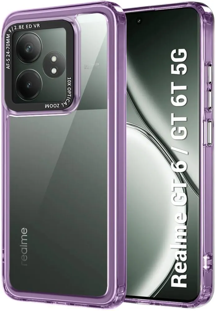 Micvir Back Cover for Realme GT 6T 5G (Purple, Shock Proof, Polycarbonate, Pack of: 1)
