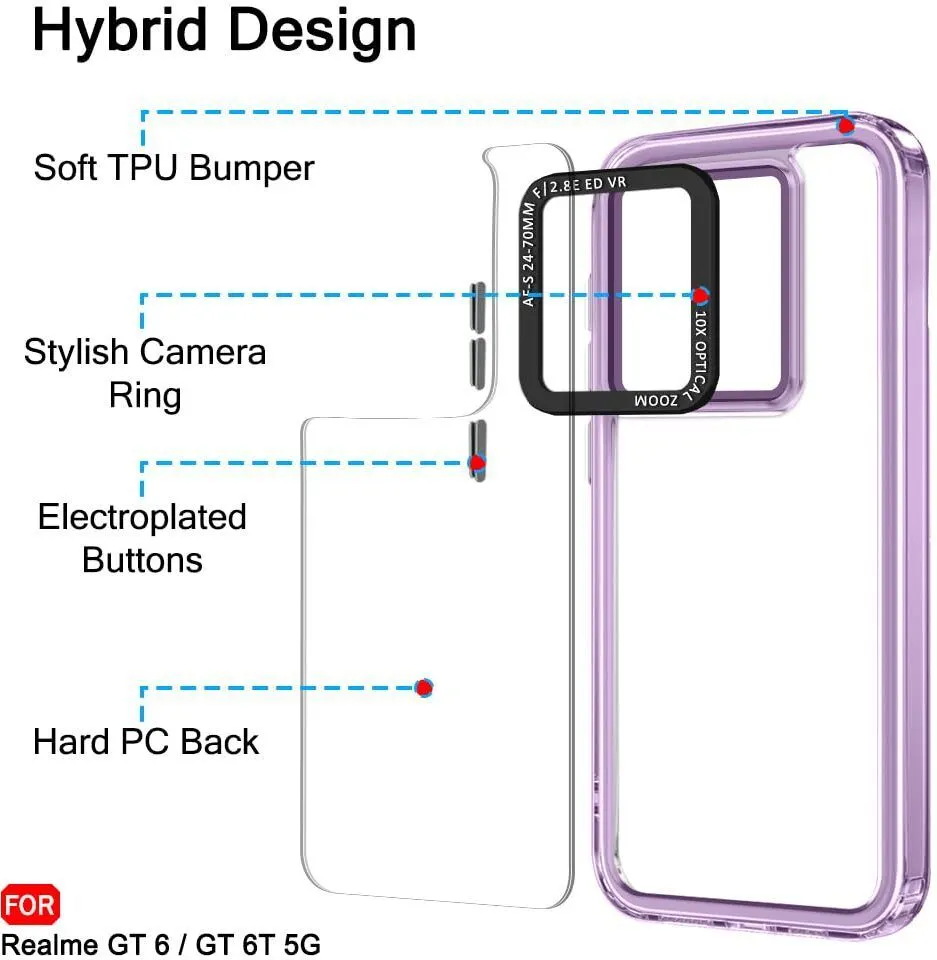 Micvir Back Cover for Realme GT 6T 5G (Purple, Shock Proof, Polycarbonate, Pack of: 1) — image 3 of 3