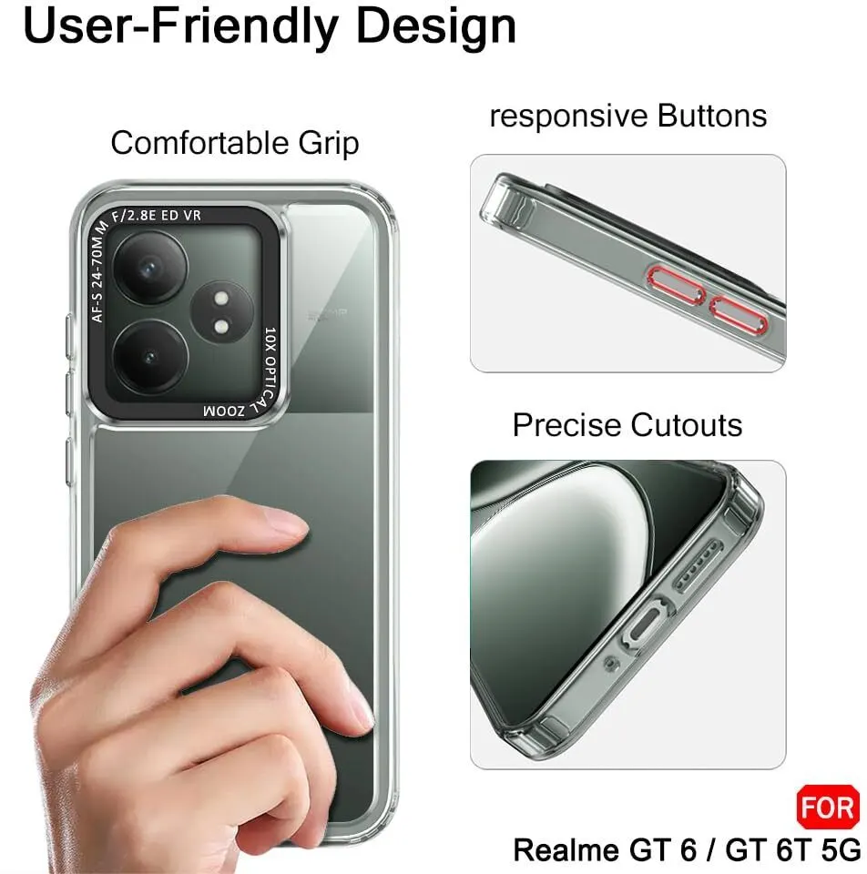 Micvir Back Cover for Realme GT 6T 5G (Transparent, Shock Proof, Polycarbonate, Pack of: 1) — image 4 of 5