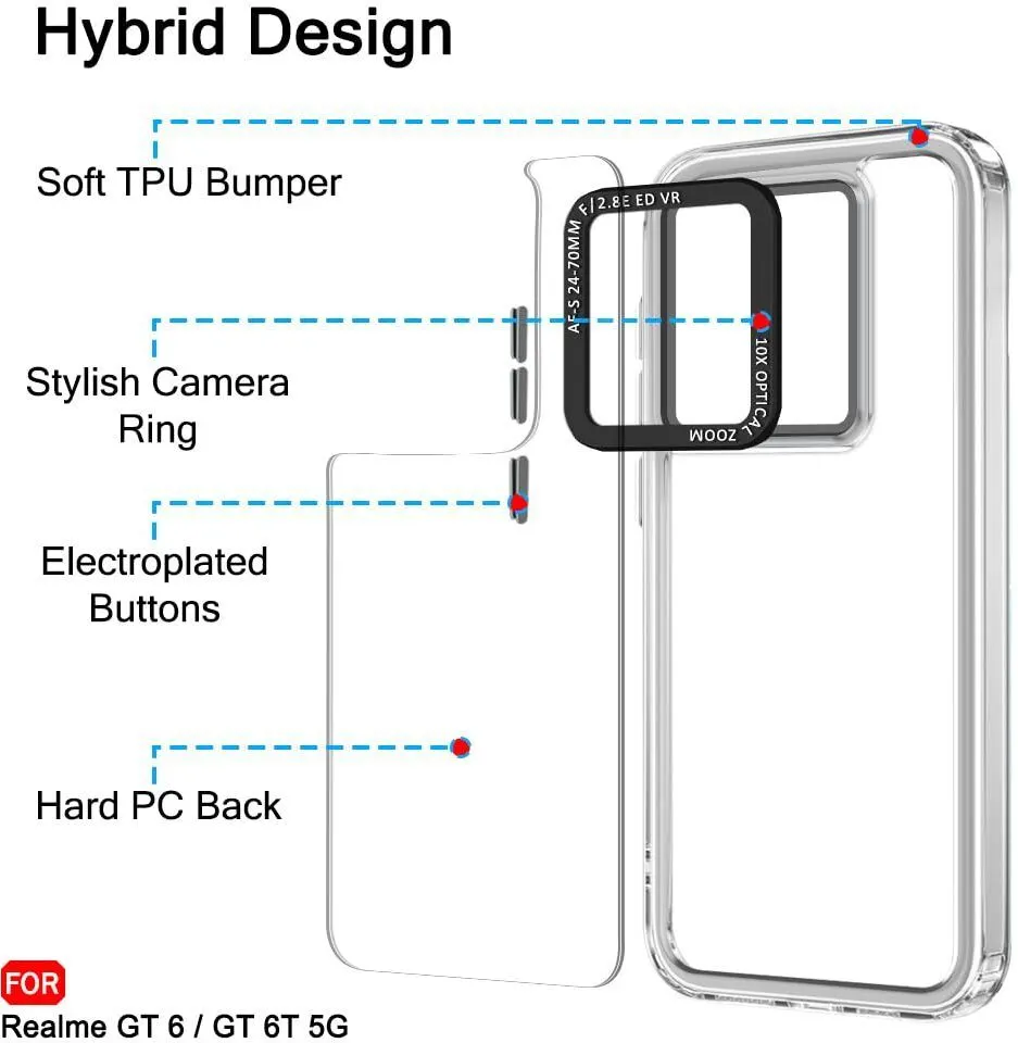 Micvir Back Cover for Realme GT 6T 5G (Transparent, Shock Proof, Polycarbonate, Pack of: 1) — image 5 of 5