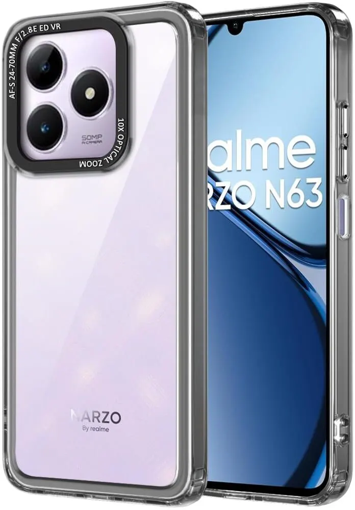 Micvir Back Cover for Realme Narzo N63 (Black, Shock Proof, Pack of: 1)