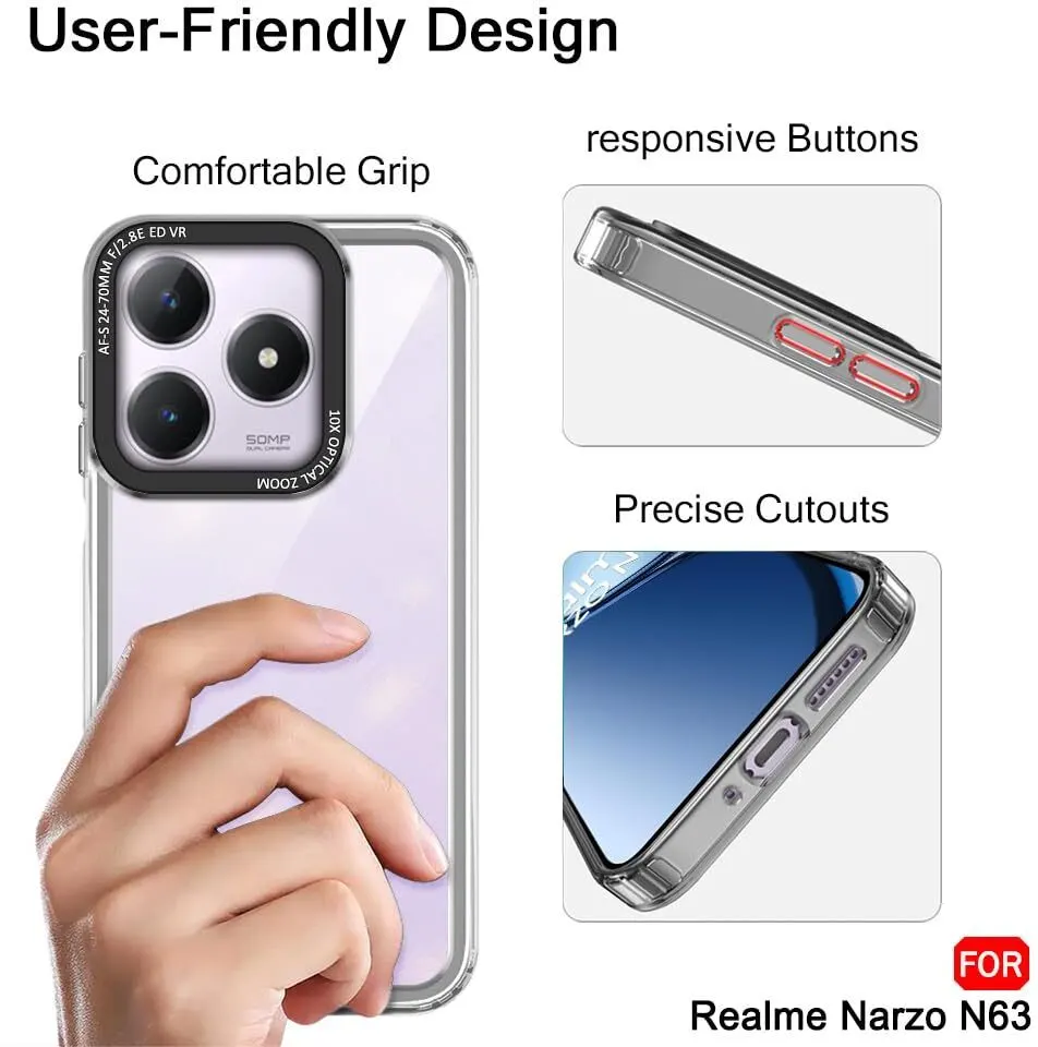 Micvir Back Cover for Realme Narzo N63 (Black, Shock Proof, Pack of: 1) — image 4 of 5