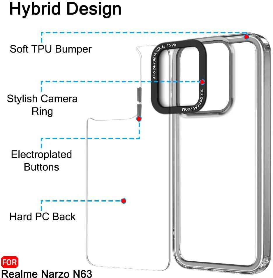 Micvir Back Cover for Realme Narzo N63 (Black, Shock Proof, Pack of: 1) — image 5 of 5