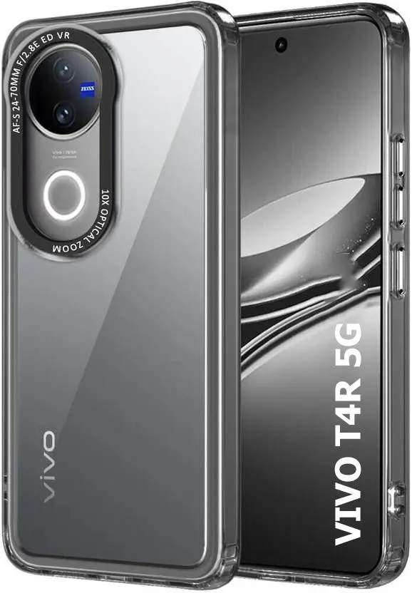 Micvir Back Cover for Vivo T4R 5G (Black, Shock Proof, Polycarbonate, Pack of: 1)