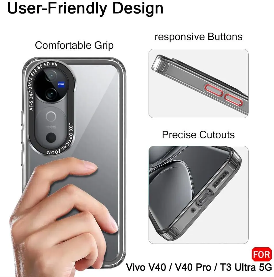 Micvir Back Cover for vivo V40 Pro 5G (Black, Shock Proof, Polycarbonate, Pack of: 1) — image 4 of 5