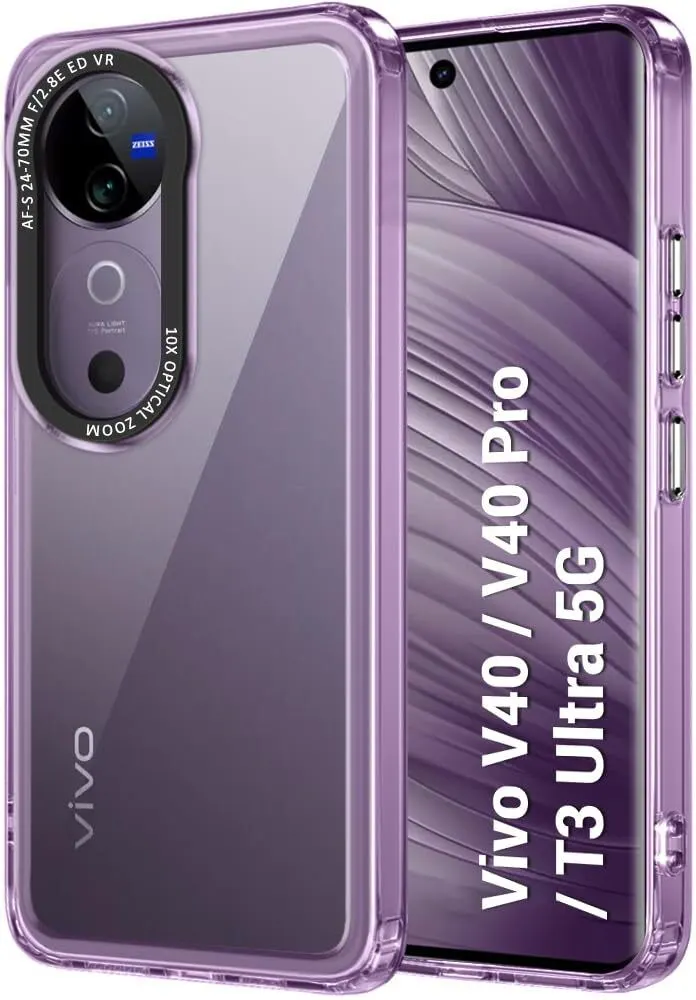 Micvir Back Cover for vivo V40 5G (Purple, Shock Proof, Polycarbonate, Pack of: 1)
