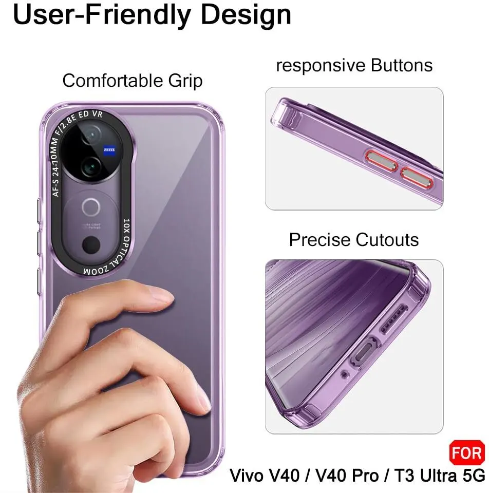 Micvir Back Cover for vivo V40 5G (Purple, Shock Proof, Polycarbonate, Pack of: 1) — image 4 of 5