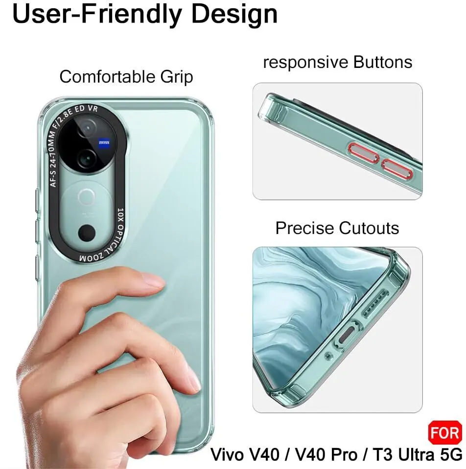 Micvir Back Cover for vivo V40 5G (Transparent, Shock Proof, Polycarbonate, Pack of: 1) — image 4 of 5