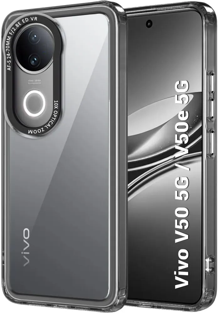 Micvir Back Cover for Vivo V50e 5G (Black, Shock Proof, Pack of: 1)