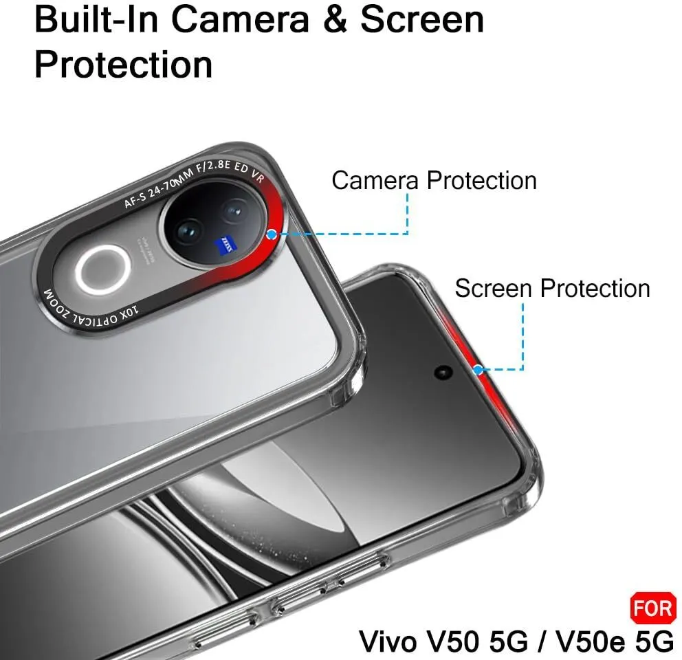 Micvir Back Cover for Vivo V50e 5G (Black, Shock Proof, Polycarbonate, Pack of: 1) — image 2 of 5