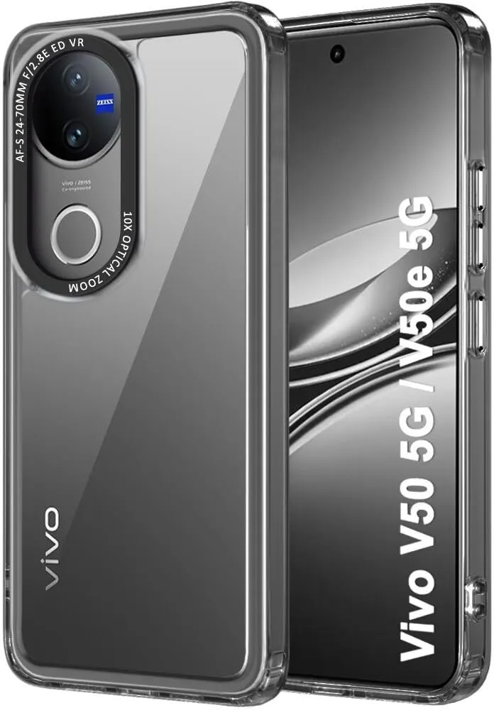 Micvir Back Cover for vivo V50 5G Elite Edition (Black, Shock Proof, Polycarbonate, Pack of: 1)