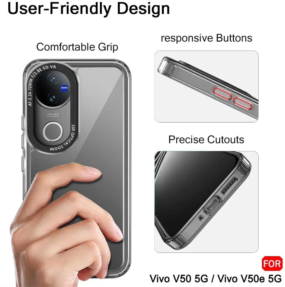 Micvir Back Cover for vivo V50 5G Elite Edition (Black, Shock Proof, Polycarbonate, Pack of: 1) — image 4 of 5
