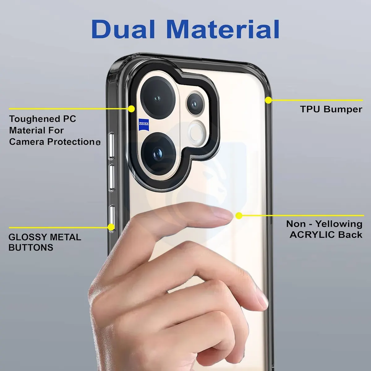 Micvir Back Cover for Vivo V60 5G (Black, Shock Proof, Pack of: 1) — image 3 of 5