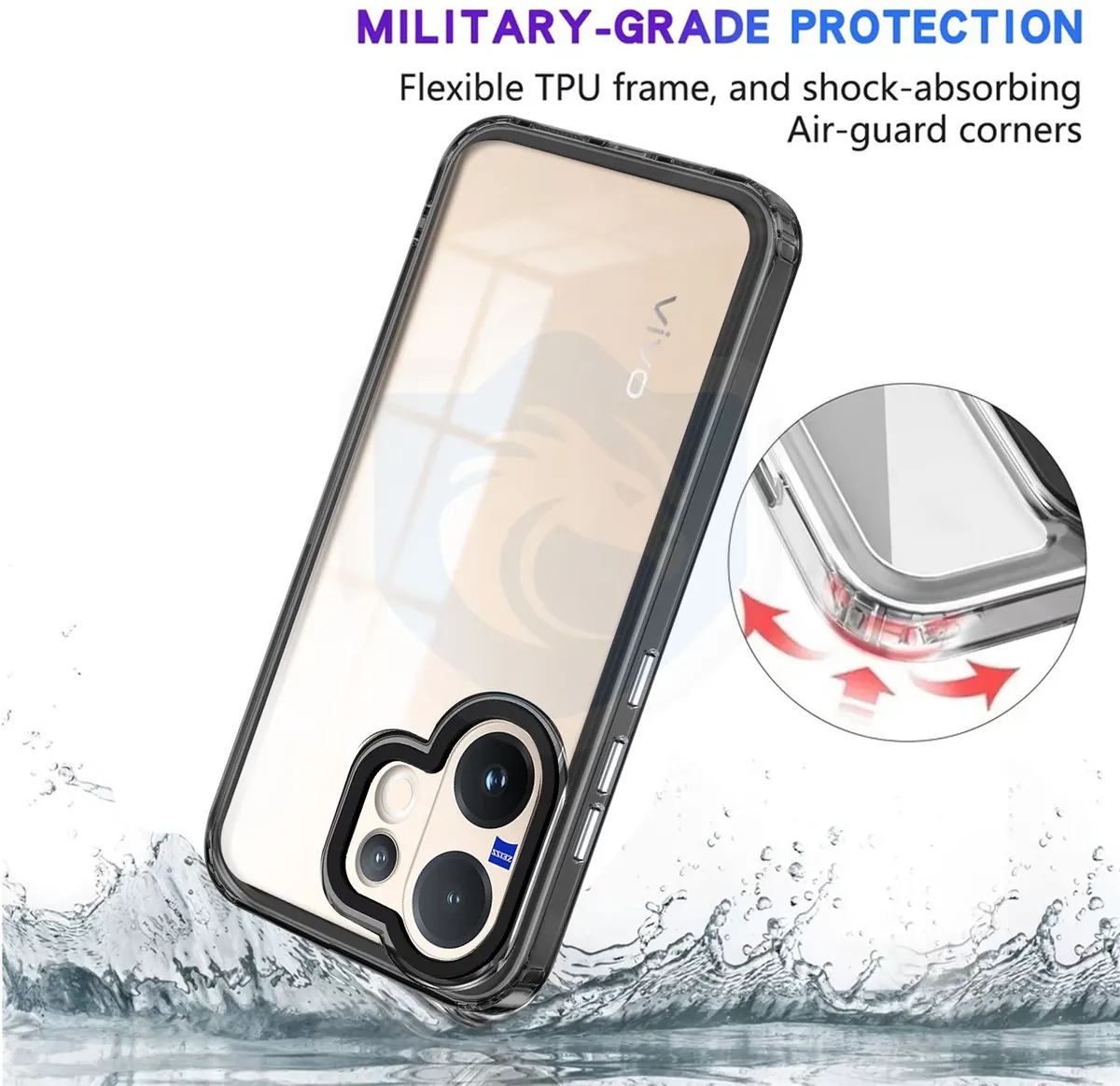 Micvir Back Cover for Vivo V60 5G (Black, Shock Proof, Pack of: 1) — image 4 of 5