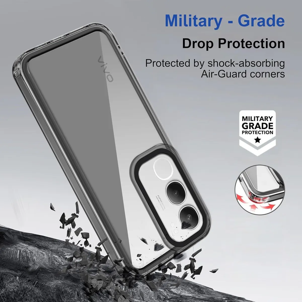 Micvir Back Cover for vivo Y29 5G (Black, Shock Proof, Polycarbonate, Pack of: 1) — image 2 of 4