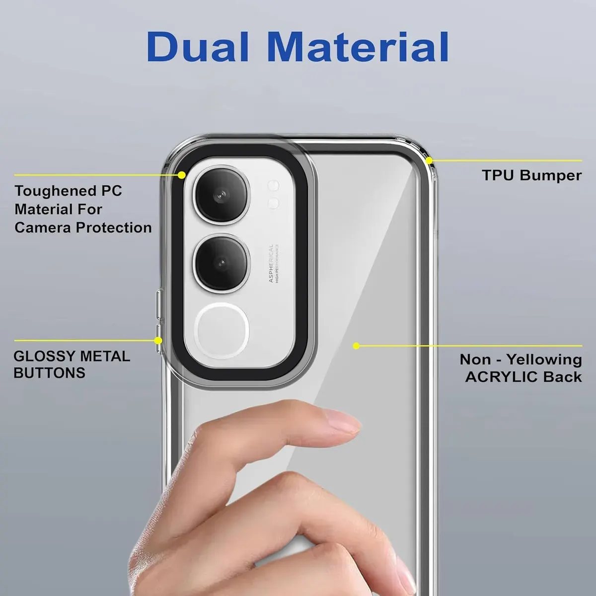 Micvir Back Cover for vivo Y29 5G (Black, Shock Proof, Polycarbonate, Pack of: 1) — image 4 of 4