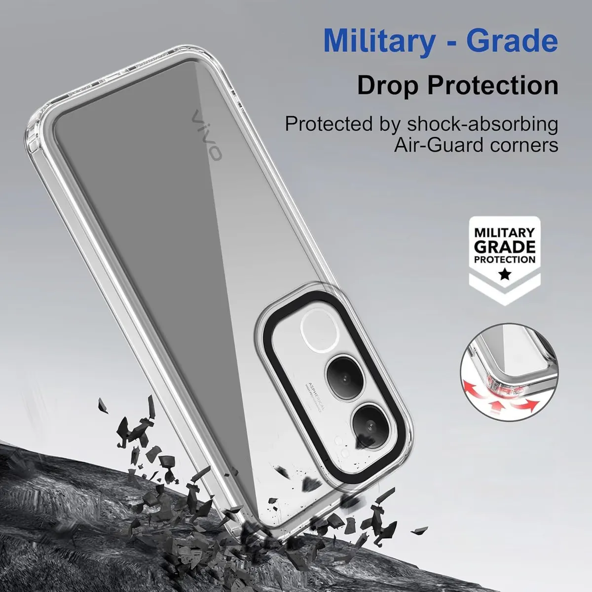 Micvir Back Cover for vivo Y29 5G (Transparent, Shock Proof, Polycarbonate, Pack of: 1) — image 2 of 4