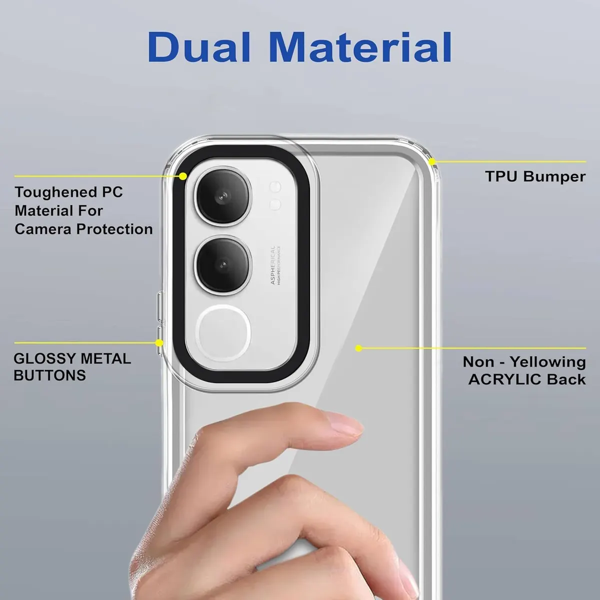 Micvir Back Cover for vivo Y29 5G (Transparent, Shock Proof, Polycarbonate, Pack of: 1) — image 4 of 4